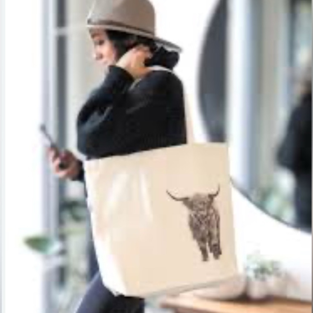 Pen on Paper Highland Cow Tote Bag
